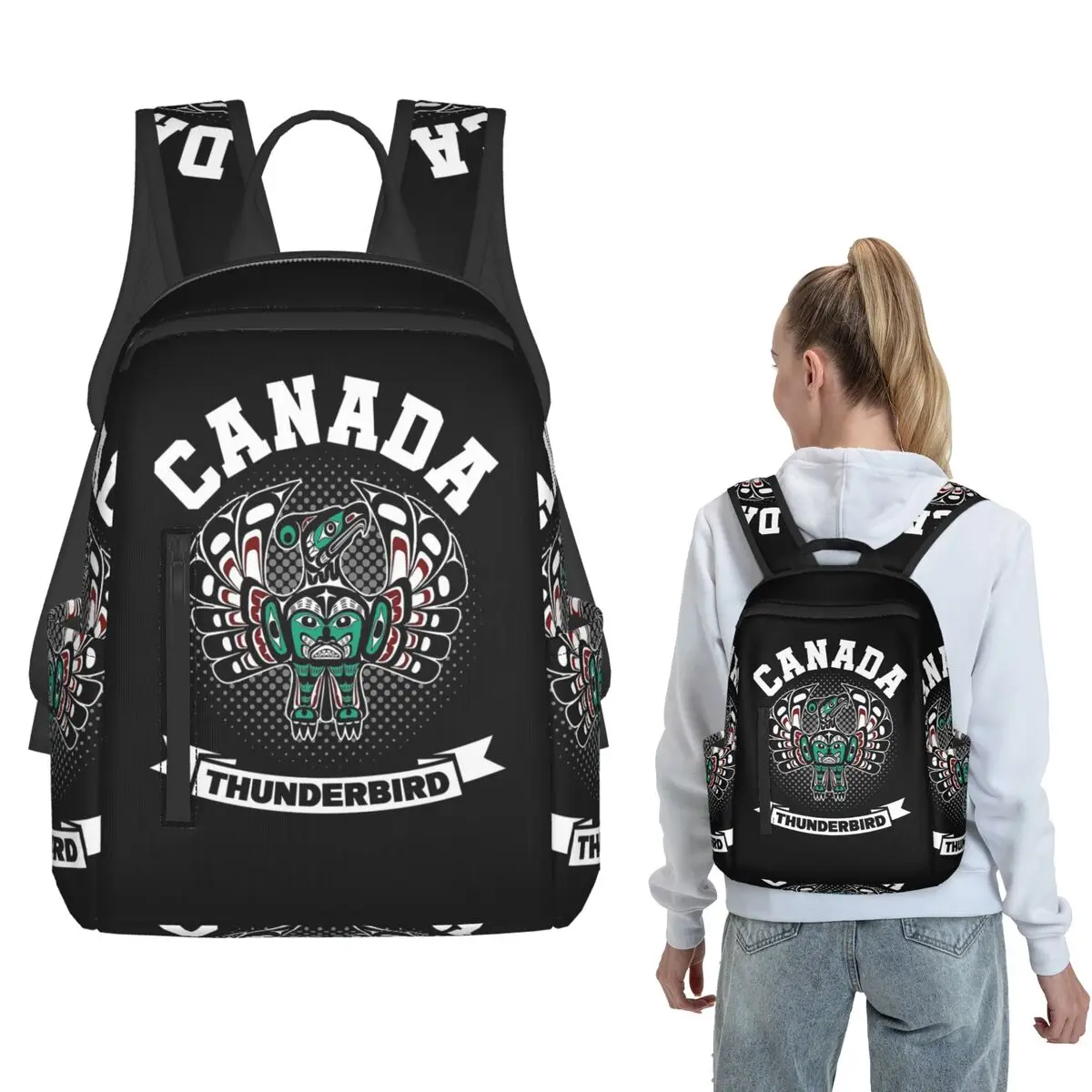 

Canada Haida Thunderbird Backpack Large Capacity Children BookBag School Bag Shoulder Bags for Men Women