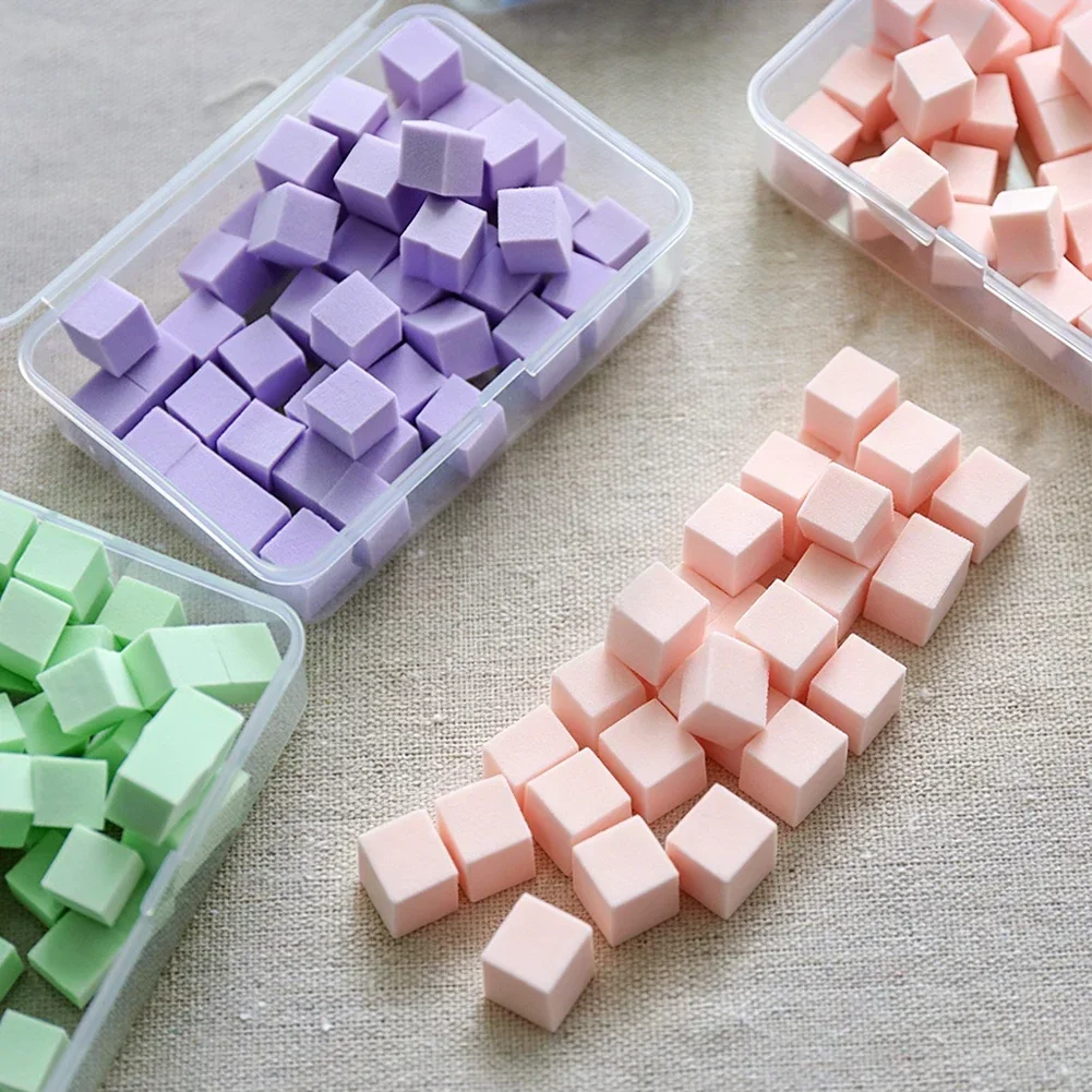 Small Cube Nail Blending Sponge Set, Pastel Pink Purple Green Gradient Foam Sponges, Easy DIY Ombre & Blush Nail Design Tool view 2