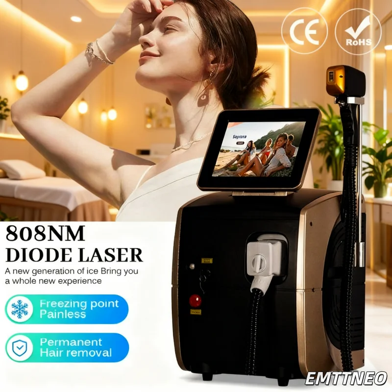 

2025 новейший портативный диодный лазер 4000 Вт четыре волны 755 нм 808 нм 1064 нм постоянное безболезненное удаление волос