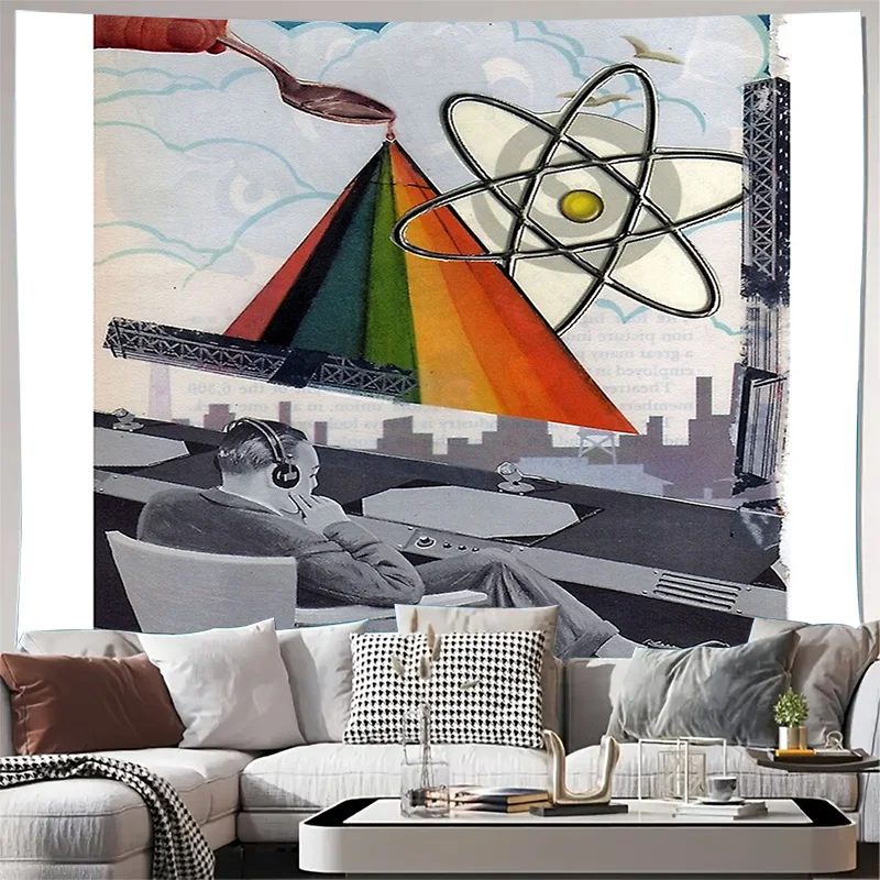 Boho Tapestry Wall Hanging Aesthetic Room Decor Vintage Collage Tapestry Hippie Wall Art Dorm Room Decor Festival Tapestry Home