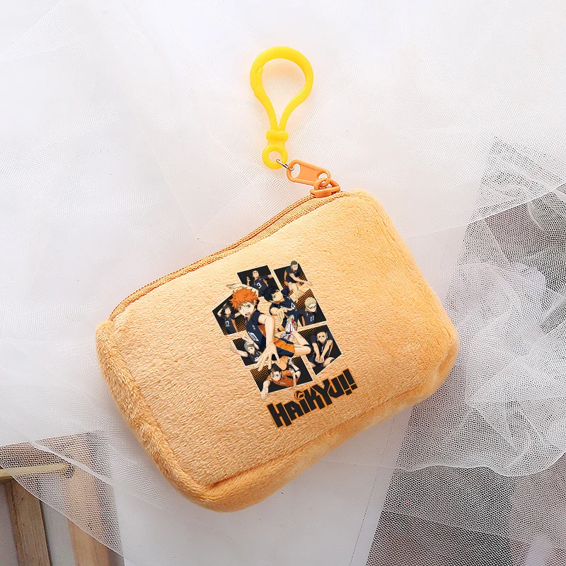Haikyuu Coin Purse Anime Cartoon Storage Pouch Orange Square Wallets Men Women Kid Key Card Holder Handbag Pendant Birthday Gift