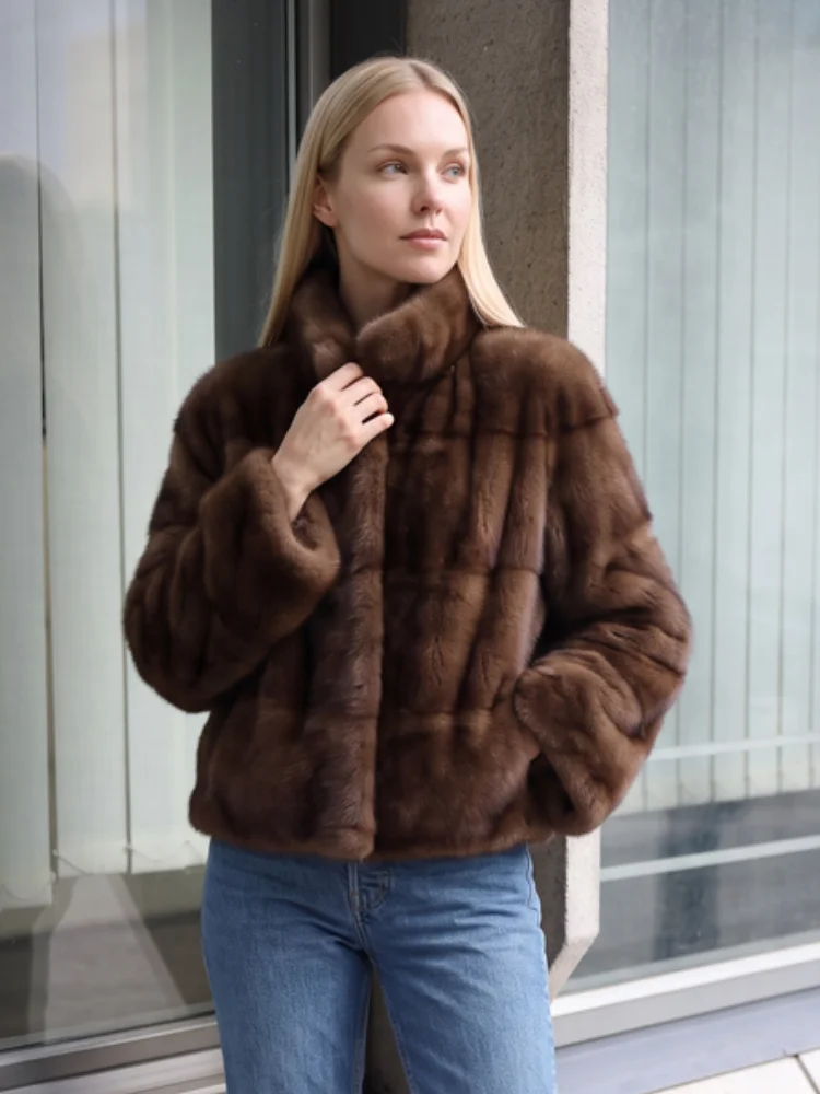 Ladies Mid To Long Spliced Fur Jackets Casual Solid Lapel Full Sleeves Loose Fit Coats Lady Winter Daily Street Fashion Overcoat