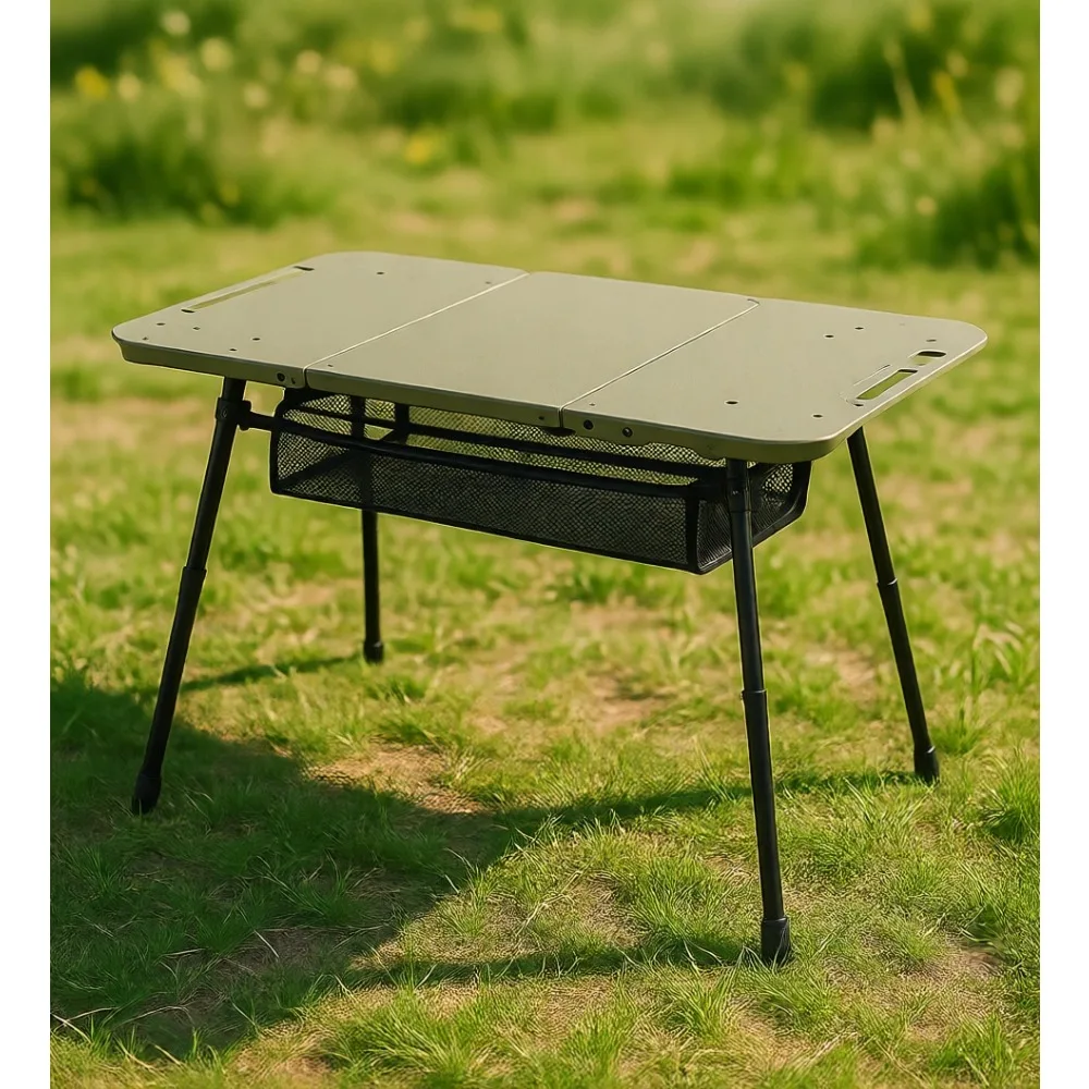 

Adjustable Height Collapsible Camping Table Lightweight Foldable with Carry Bag for Outdoor Travel Hiking Picnic