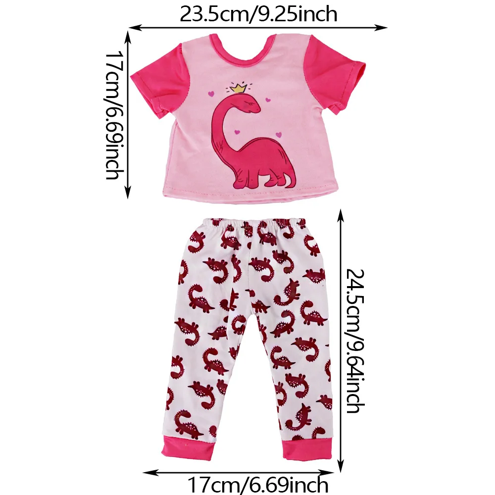 2Pcs/Set Summer t-shirt +Pants Casual Outfit For 18 Inch Doll Gift 43 Cm Reborn Baby Doll Clothes Accessories OG Girl\'s Toy Gift