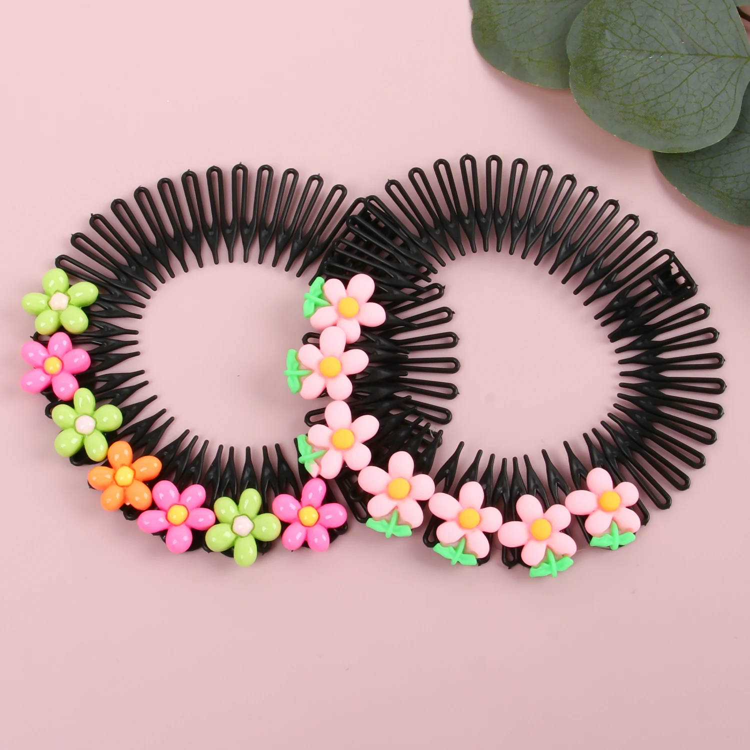 Girls Invisible Broken Hair Clip Flower Hairpin Black Acrylic Curve Needle Hair Comb Headwear for Girls Styling Hair Accessories