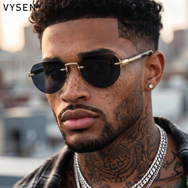 

Rimless Square Sunglasses Men 2026 Luxury Designer Vintage Polygon Oval Metal Sun Glasses Hip Hop Fashion Eyewear Pilot Shades