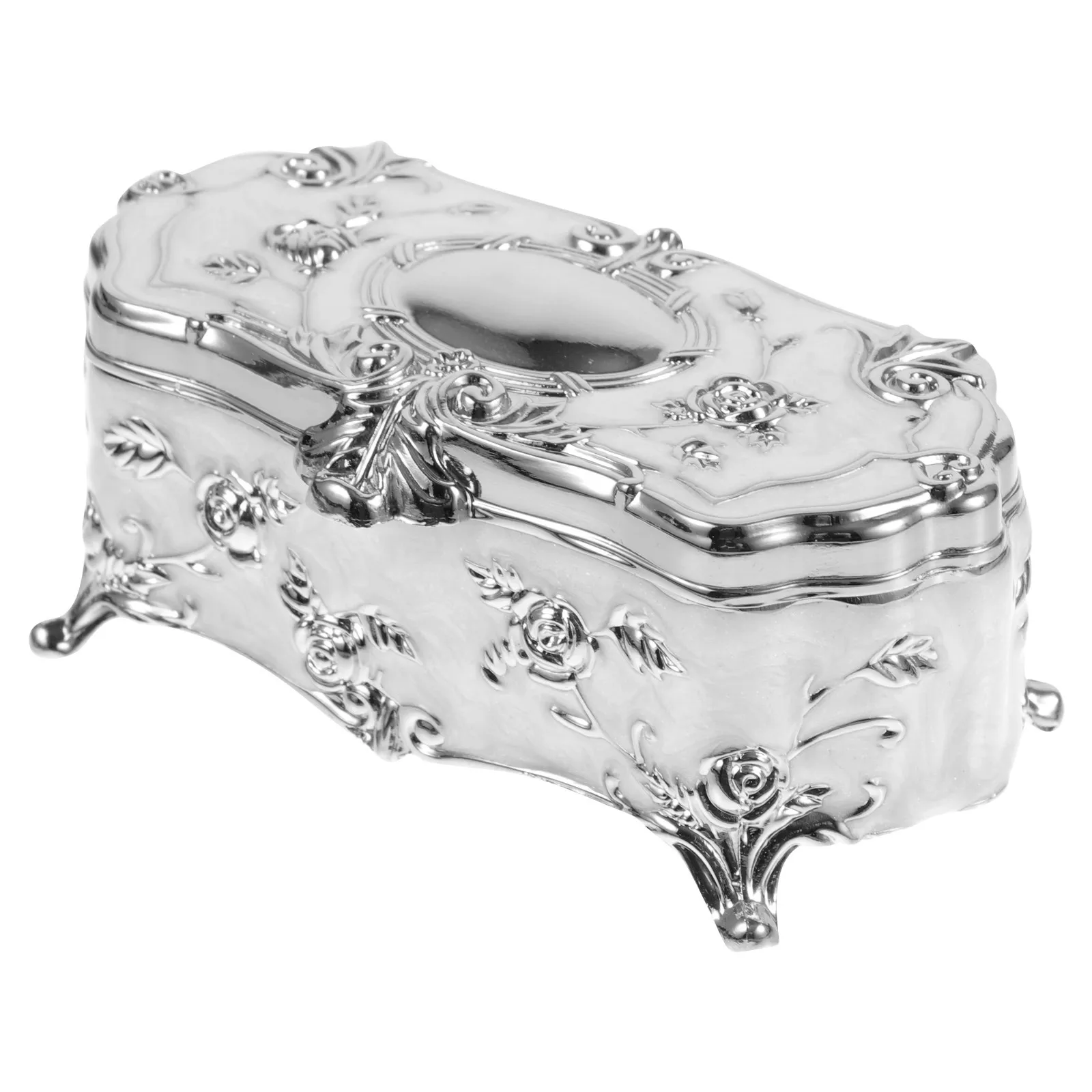 

Wear-Resistant Vintage Embossed Flower Alloy Jewelry Box Exquisite Trinket Organizer Decorative Earring Necklace Bracelet