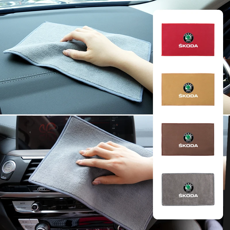 Car Wash Towel Soft Cleaning Rag Cloth Auto Cleaner Tools For Skoda Octavia Superb Rapid Kodiaq Karoq Fabia Kamiq Roomster