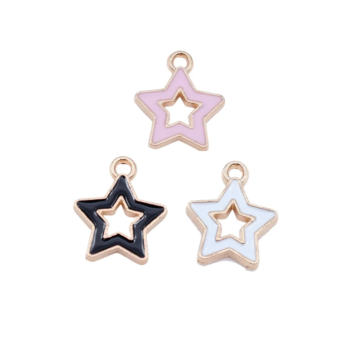WYSIWYG 10pcs 17x14mm 3 Colors Pink Color Black Color White Color Pentagram Charms For DIY Jewelry Making