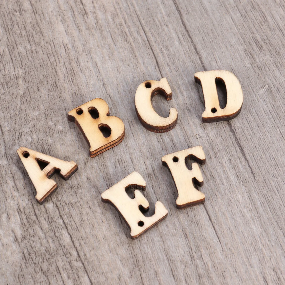 

50Pcs Unfinished Natural Wood Capital Alphabet Letters Wooden Discs with Hole Smooth Sanded DIY Craft Supplies for Scrapbooking