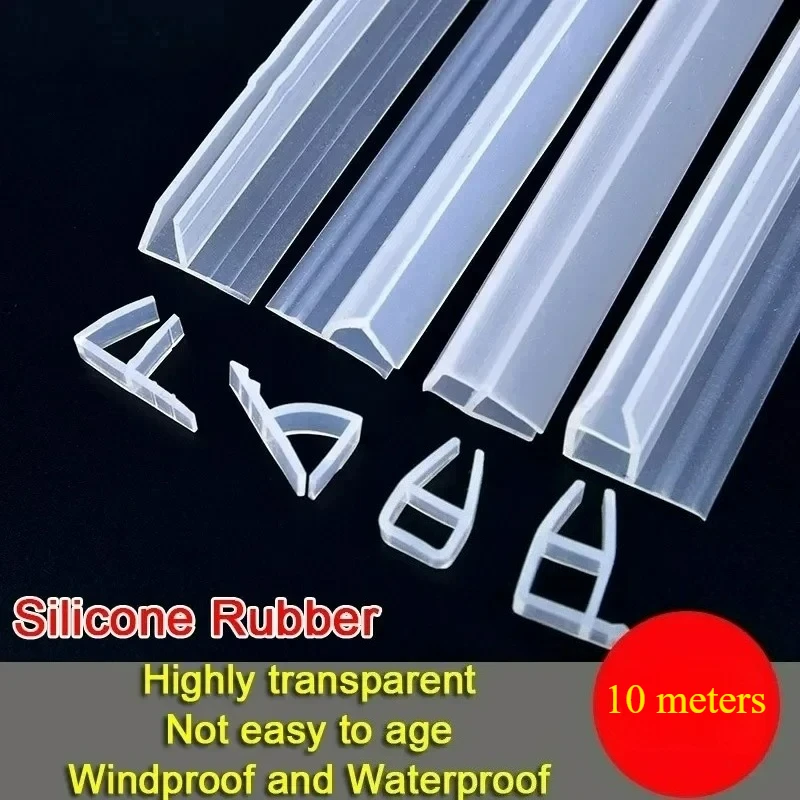 10 Meters Glass Shower Door Seal Strip Silicone Rubber Window Seal to Stop Shower Leaks Flexible Weatherproof Seal for Bathroom
