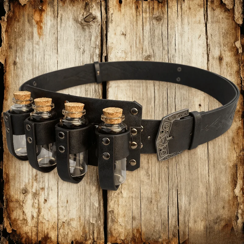 

Viking Adventure Prop Belt Bag Leather Potion Set Medieval Vintage Battle Accessory