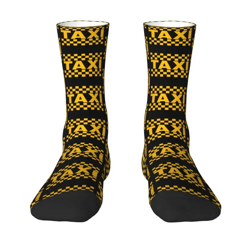 Novelty Mens Taxi Driver Dress Socks Unisex Warm Comfortable 3D Printed Crew Socks