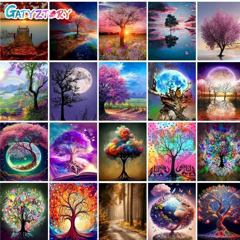 

GATYZTORY Diamond Painting With Frame For Handiwork Mosaic Embroidery Autum Landscape Wall Decors For Adults Cross Stitch Crafts