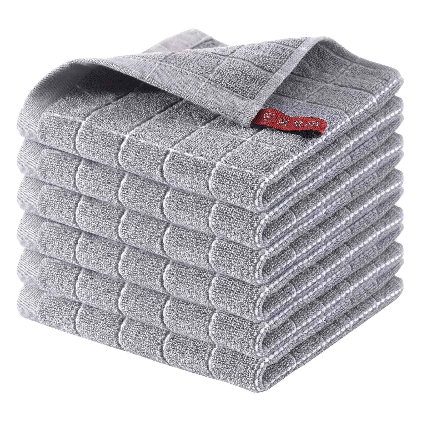 6 Pack 100% Cotton Terry Kitchen Dish Cloths, Ultra Soft and Absorbent Dish Towels for Washing Dishes Cleaning, 12 x 12inches