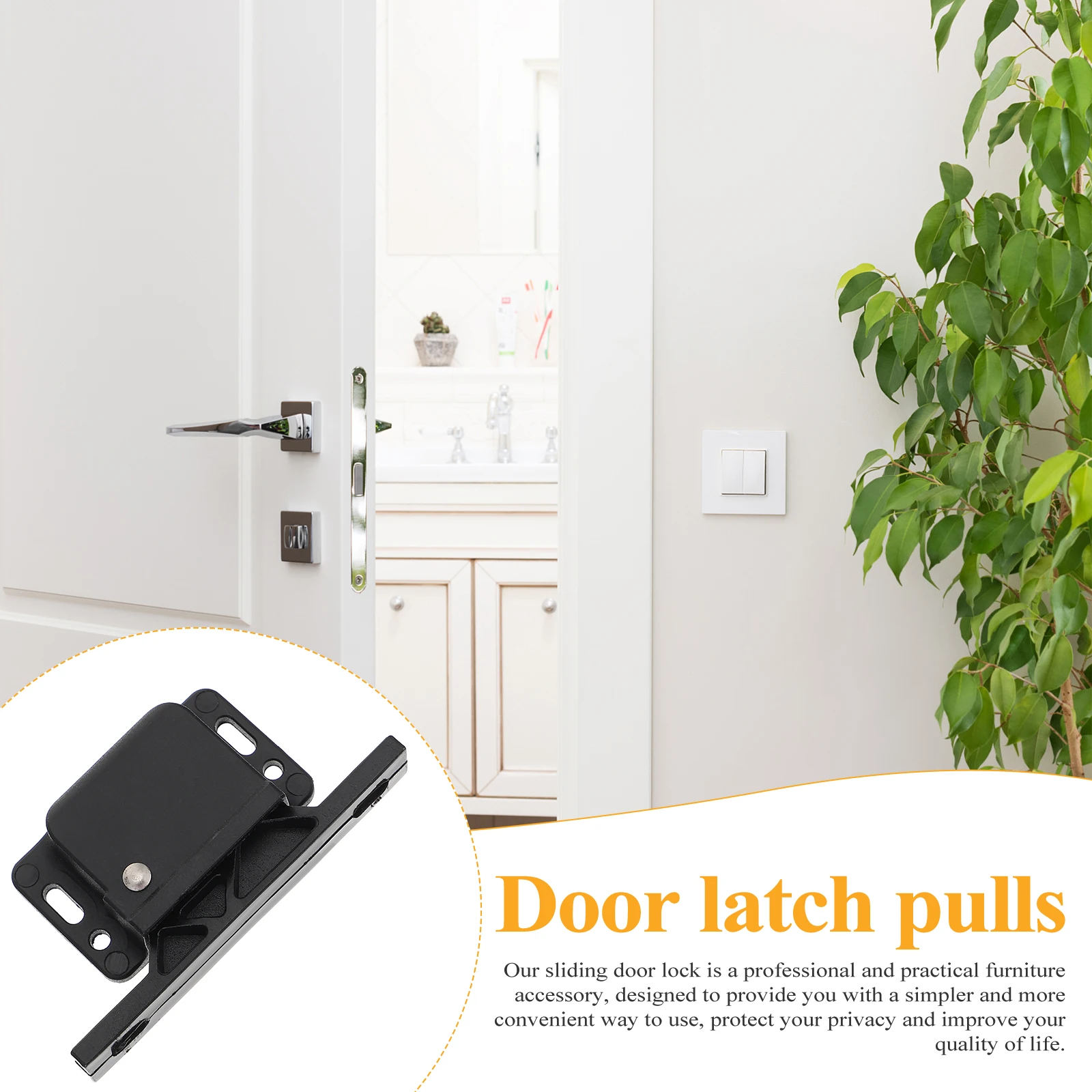 

Plastic Snap-In Side-Mounted Door Latch Sliding Pulls Durable Privacy Lock For Bedroom Balcony Kitchen Easy Install Concealed