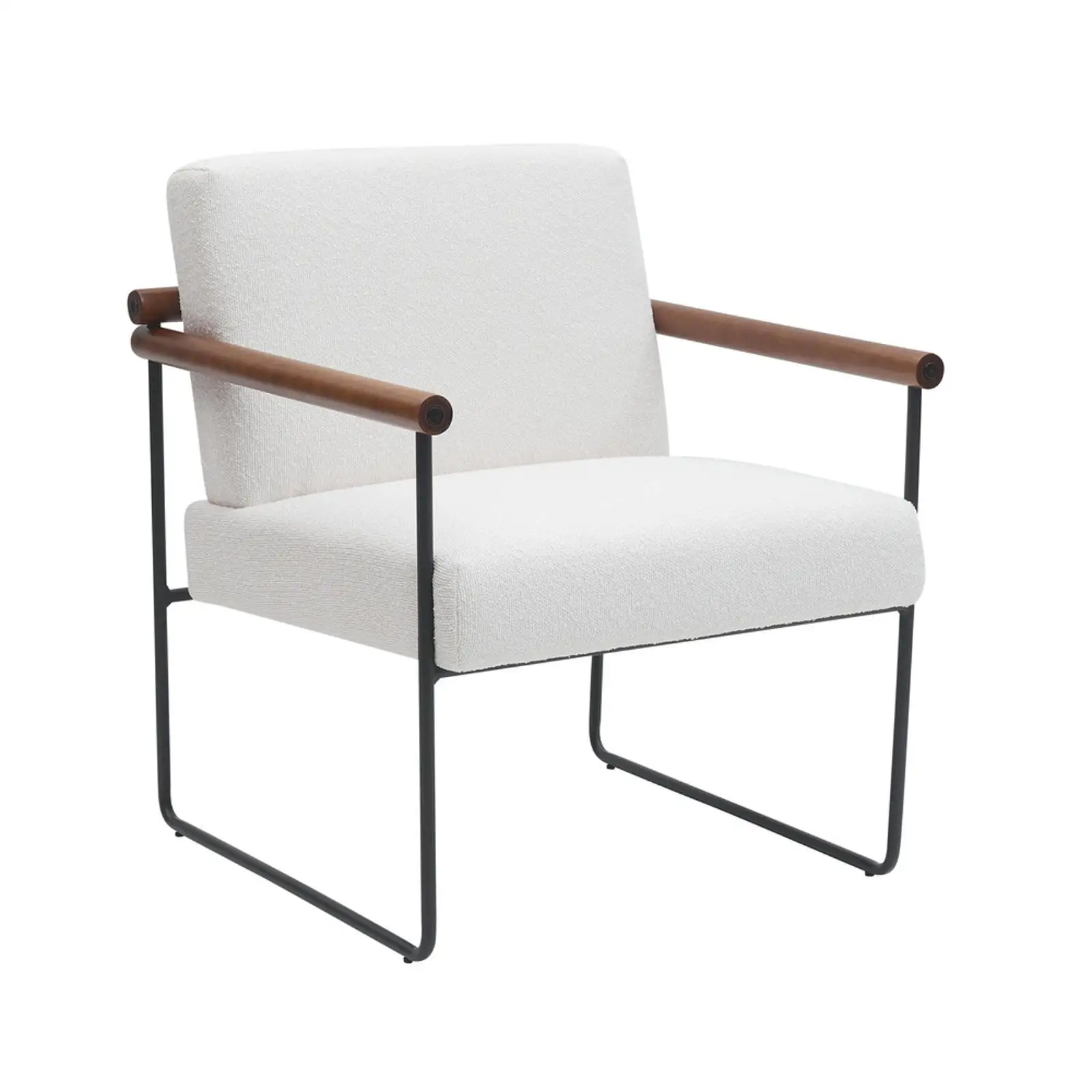 Poltrona moderna com detalhes Boucle – Espreguiçadeira estofada confortável com