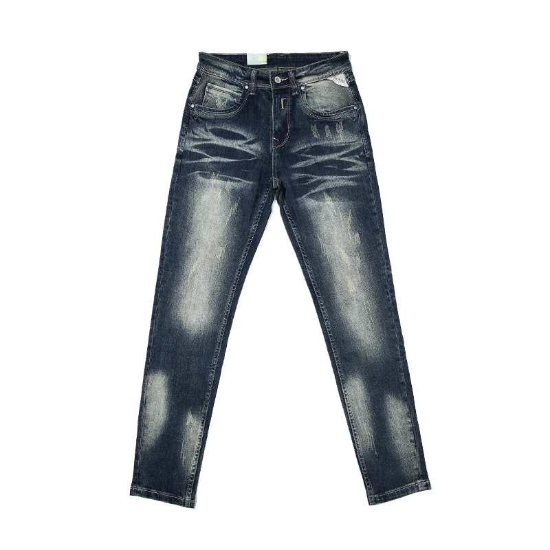 Newly Fashion Vintage Men Jeans Retro Blue Stretch Slim Fit Ripped Jeans Men Elastic Trousers Casual Designer Denim Pants Hombre