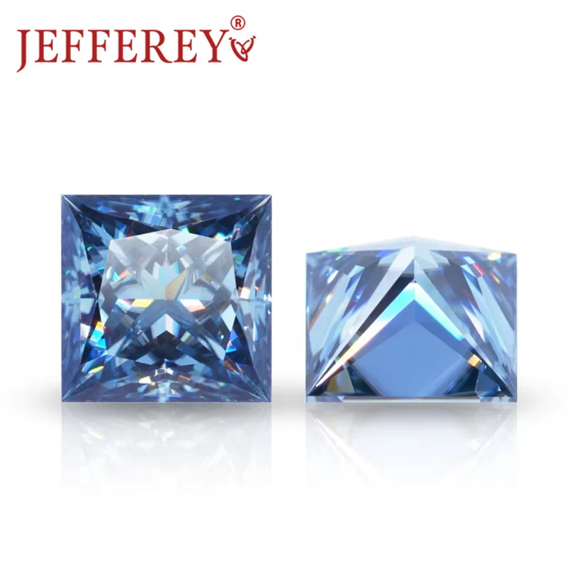 Blue Colour Moissanite Diamond 1ct-5ct Princess Shape Loose Stone D VVS Brilliant Cut with GRA Certificate for Jewelry Making