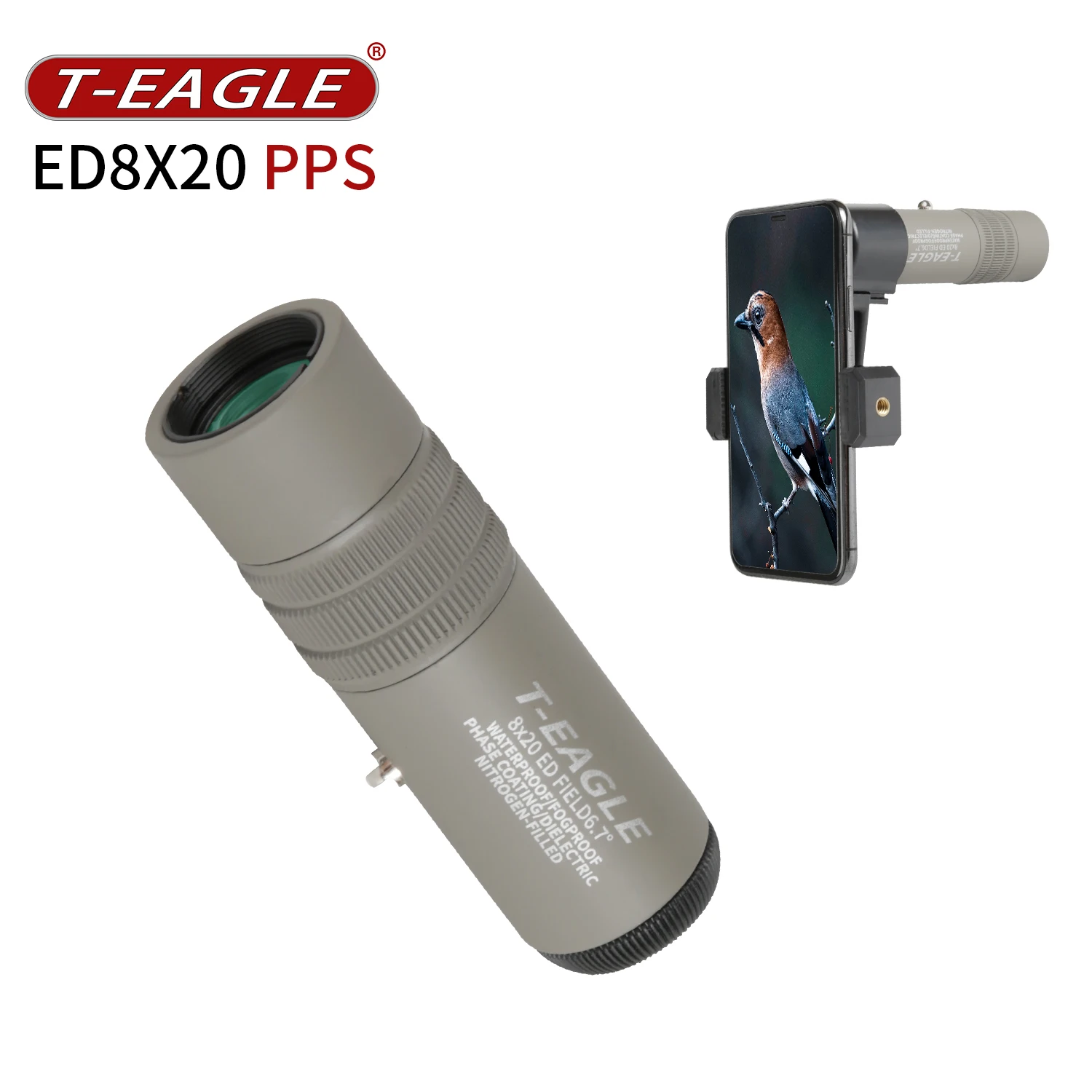 T-Eagle ED 8X20 Monocular Telescope Waterproof Mini Portable Spotting Scope High Definition Adjustable Focal For Bird Watching