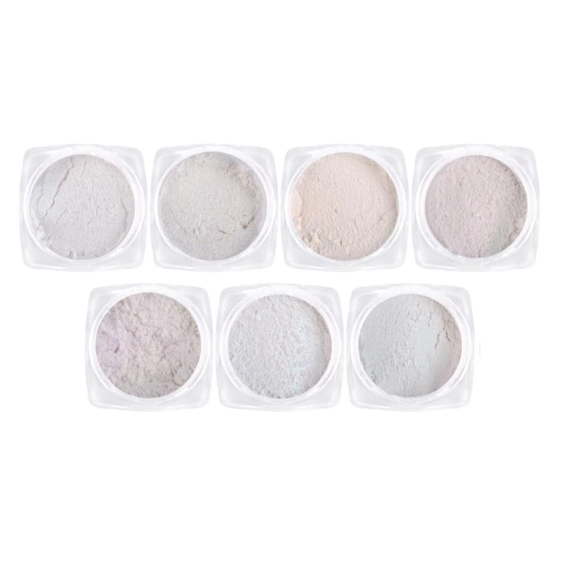 7Pieces Powder Effect Powder Set Shiny Glitter Powder Effect for Nail Art Decoration