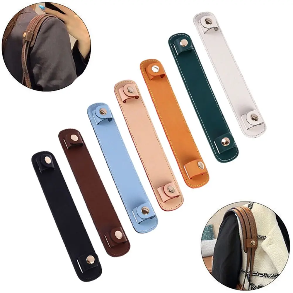 Resuable PU Leather Bag Strap Decompression Pads Snap Wide Bag Handle Fixing Clip Korean Style Pressure Relief Shopping