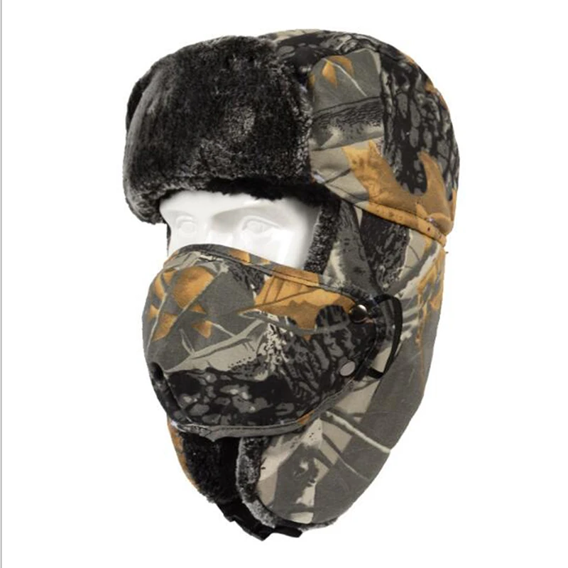 Men Women Winter Hunting Hat Bionic Camouflage Hiking Cap Outdoor Hunting Thermal Warm Cap Ushanka Ear Windproof militär hut