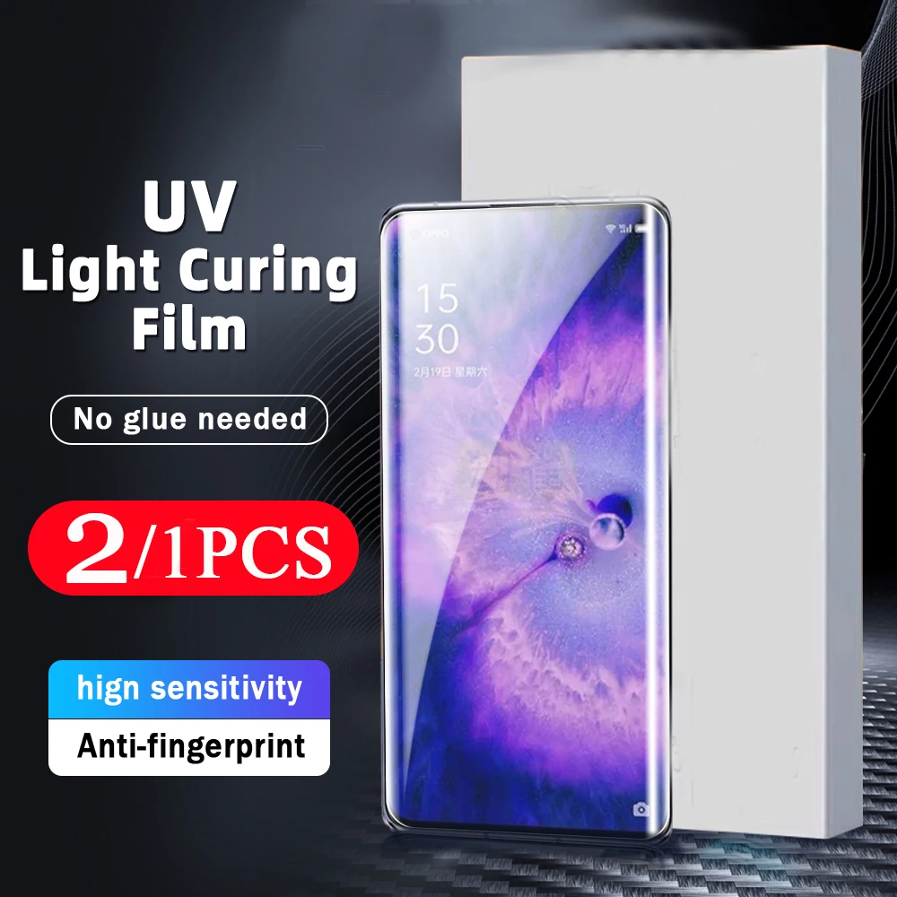 2/1Pcs 9D cover For OPPO Find X5 pro UV light curing film reno 9 6 5 4 3 X3 X2 A1 pro plus screen protector Not Glass protective