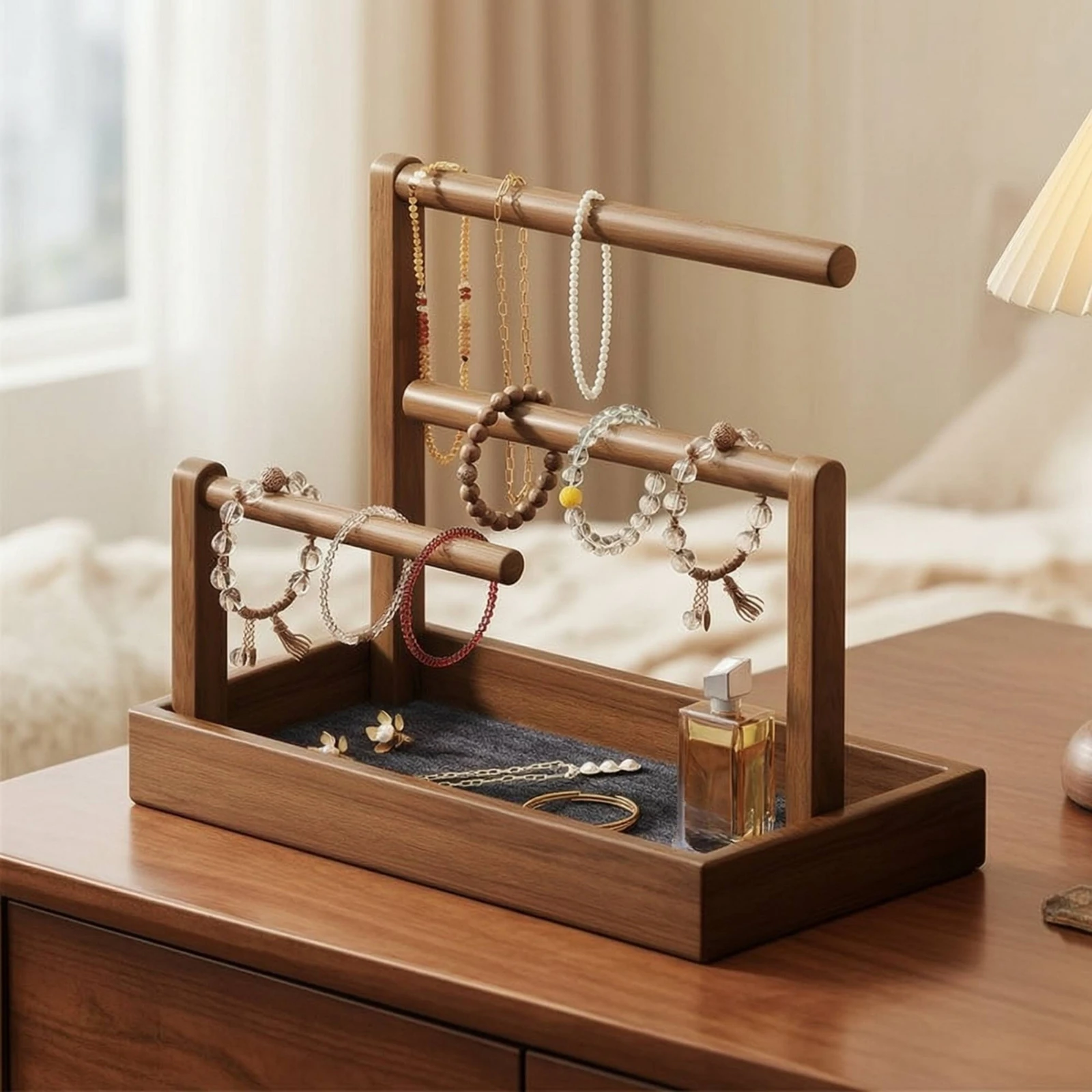 Jewelry Organizer Stand Open-Frame Jewelry Stand with Hooks Necklace Holder with Hooks Space-Saving Multi-Functional for Women
