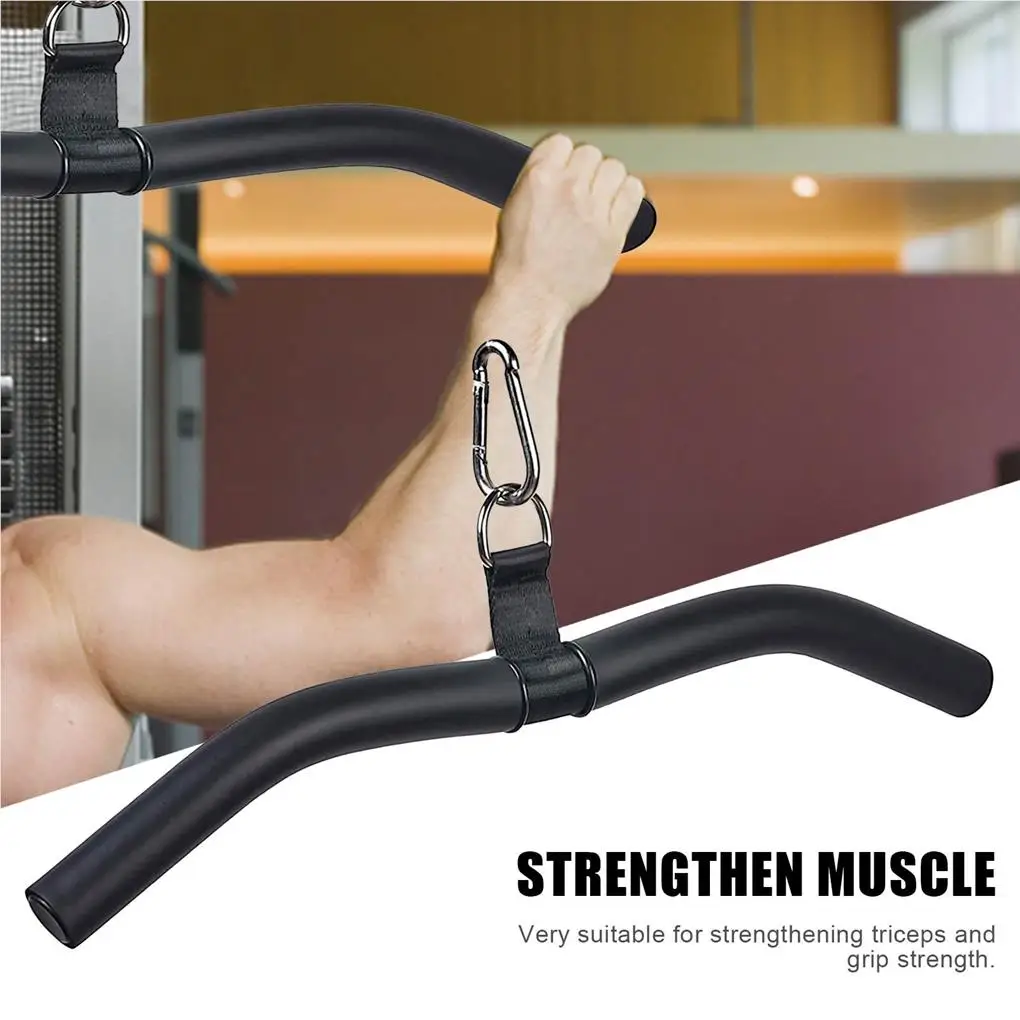 Fitness Bar Barbell Back Tension Lever Handle Rod Pull Down Biceps Steel Muscle Trainer Equipment Accessories