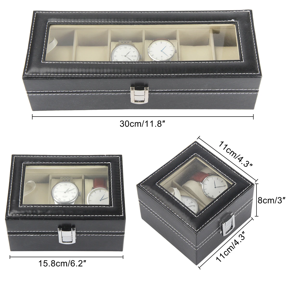 Pu Leather High Grade Watch Box 2pcs 3pcs 6pcs 10pcs 12pcs 20pcs 24pcs Watch Storage Display Box Watch Collection Box