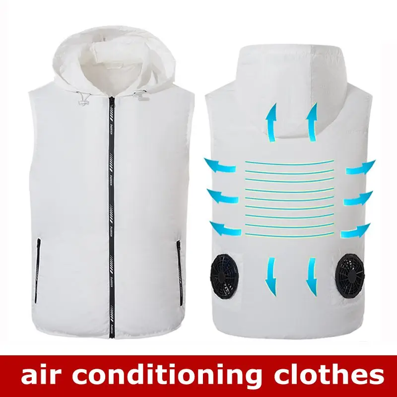 Cooling Vest For Men 5V USB Powered Air Conditioned Coat Summer Cooling Sleeveless Clothing UV Resistant Sun Protection Clothing