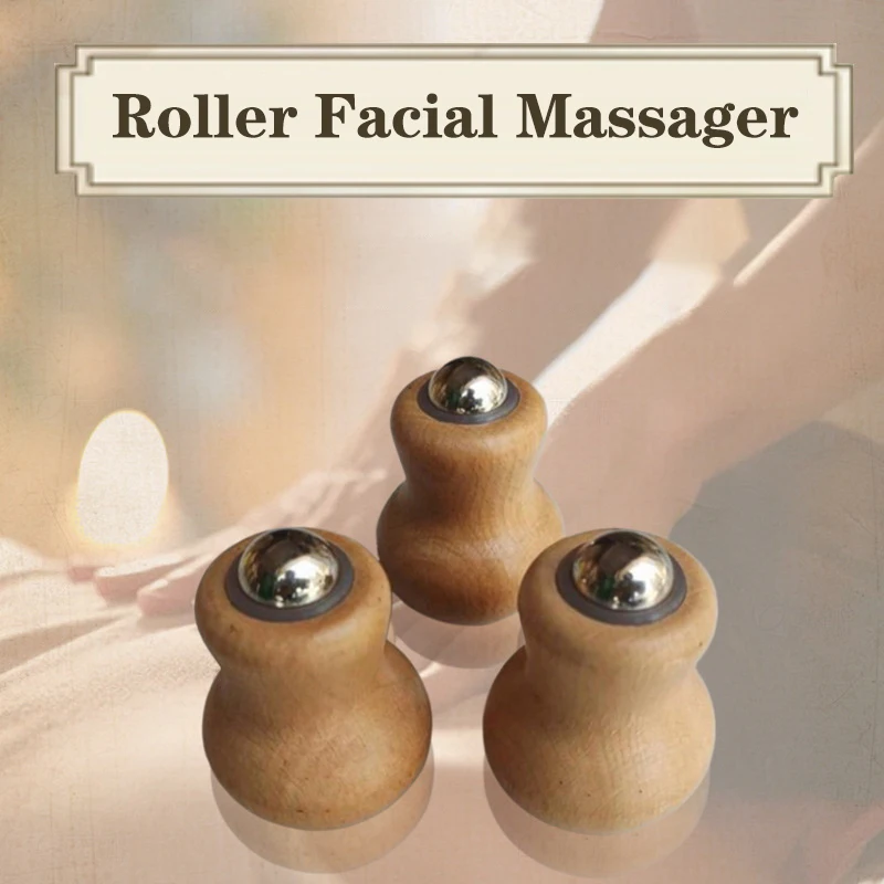 Houten gezichtsmassage Roller Iron Ball Massage Tools Mini draagbare gezichtsmassager Huidverzorgingshulpmiddelen Gemakkelijk schoon te maken en te gebruiken