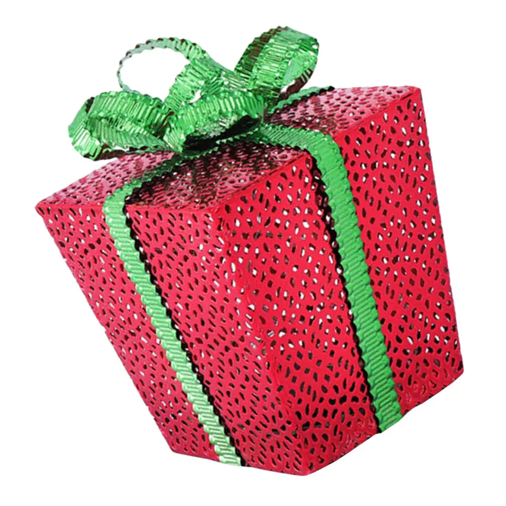 

LED Gift Red Christmas Decor Lighted Boxes Wrought Iron Xmas Party Favors Holiday Led Xmas Gift Box Ornaments Gifts