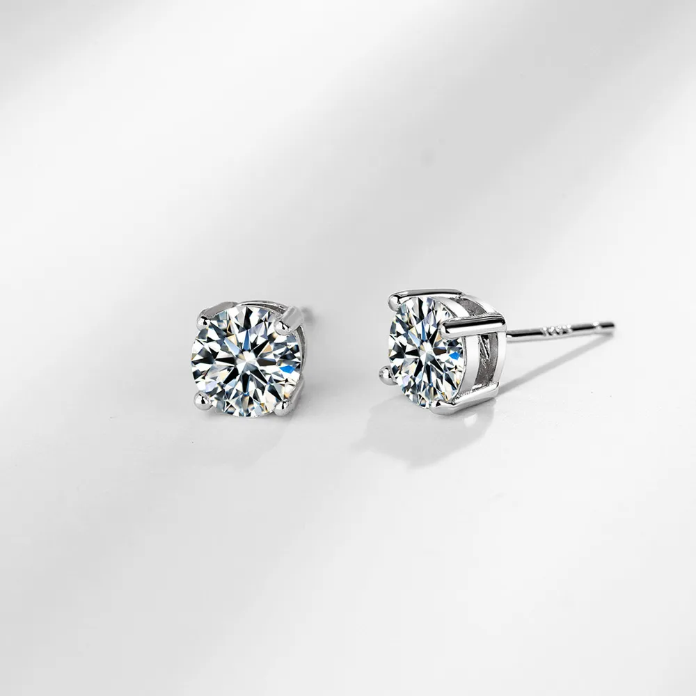 

Ювелирные изделия из стерлингового серебра 925 пробы, ослепительные женские серьги-гвоздики с четырьмя зубцами — простые и изысканные серьги с цирконом в стиле INS