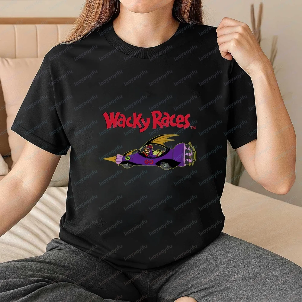 Loose and Retro Anime Wacky Races Summer Fashion Short-sleeved Shirt Suitable for Both Men and Women, Comfortable T-shirt