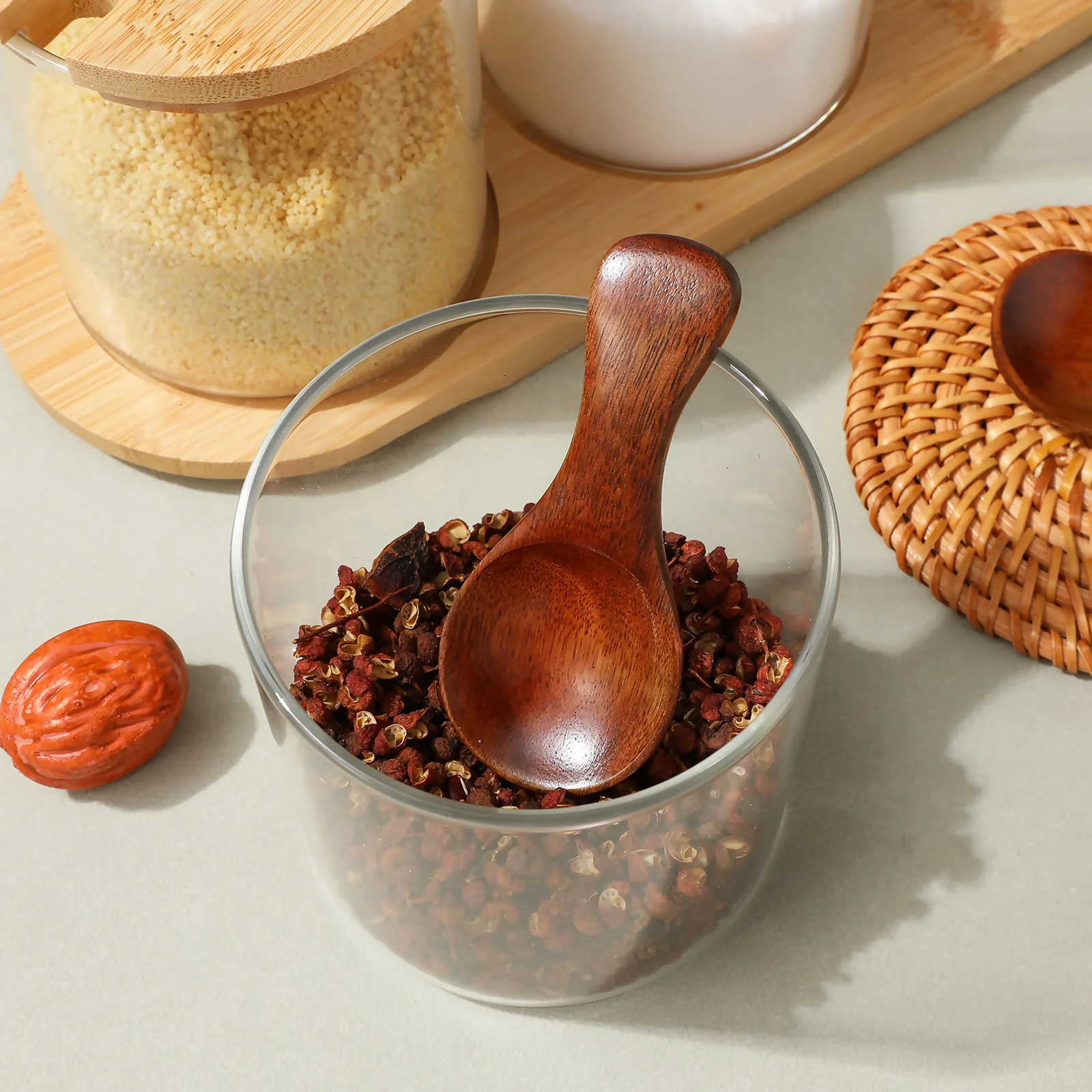 

6Pcs Wooden Spice Spoons Wood Scoops Small Condiment Serving Spoons Kitchen Wooden Utensils for Seasoning