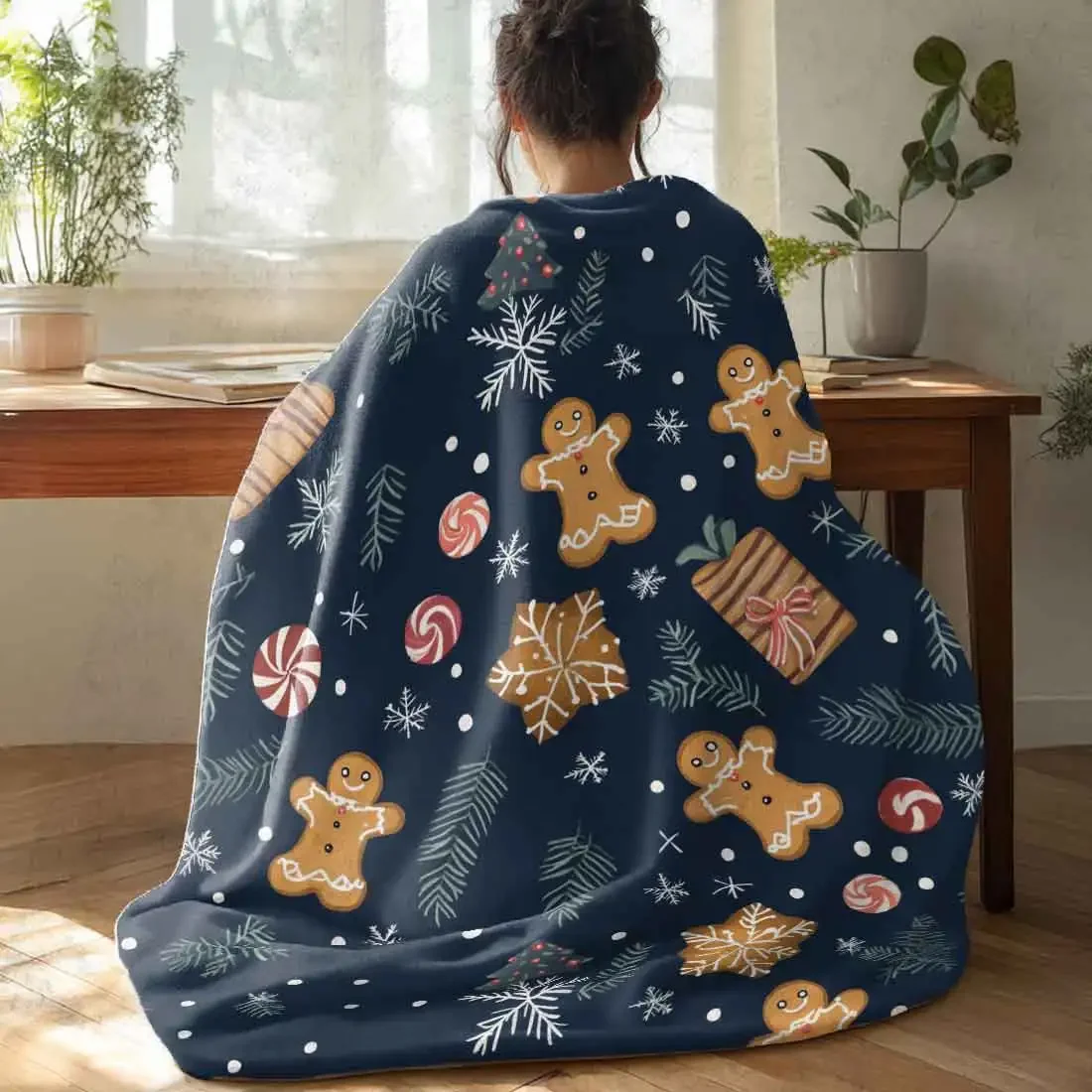 

Пряничный человечек, одеяла, теплое мягкое плюшевое одеяло до колена для зимы, офиса, спальни, дивана, подарки для путешествий, домашний декор