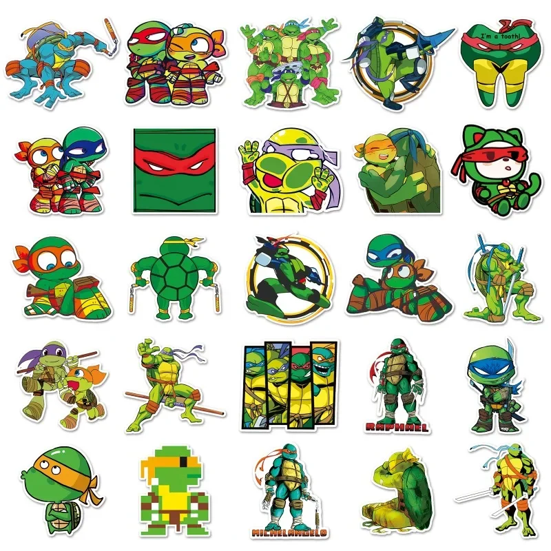 52PCS Ninja Turtles TMNT Anime Stickers Kawaii Cartoon Cute Aesthetic Decal Decoration Laptop Motorcycle Luggage Car Sticker New