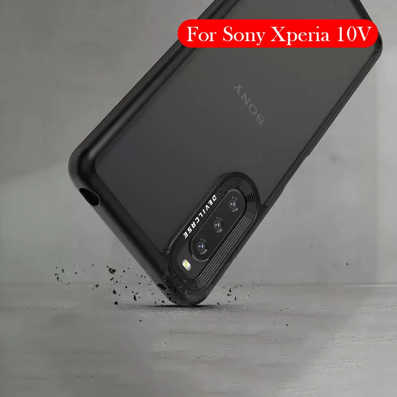 Capa transparente DEVILCASE para Sony Xperia 10 V com proteção traseira tipo airbag