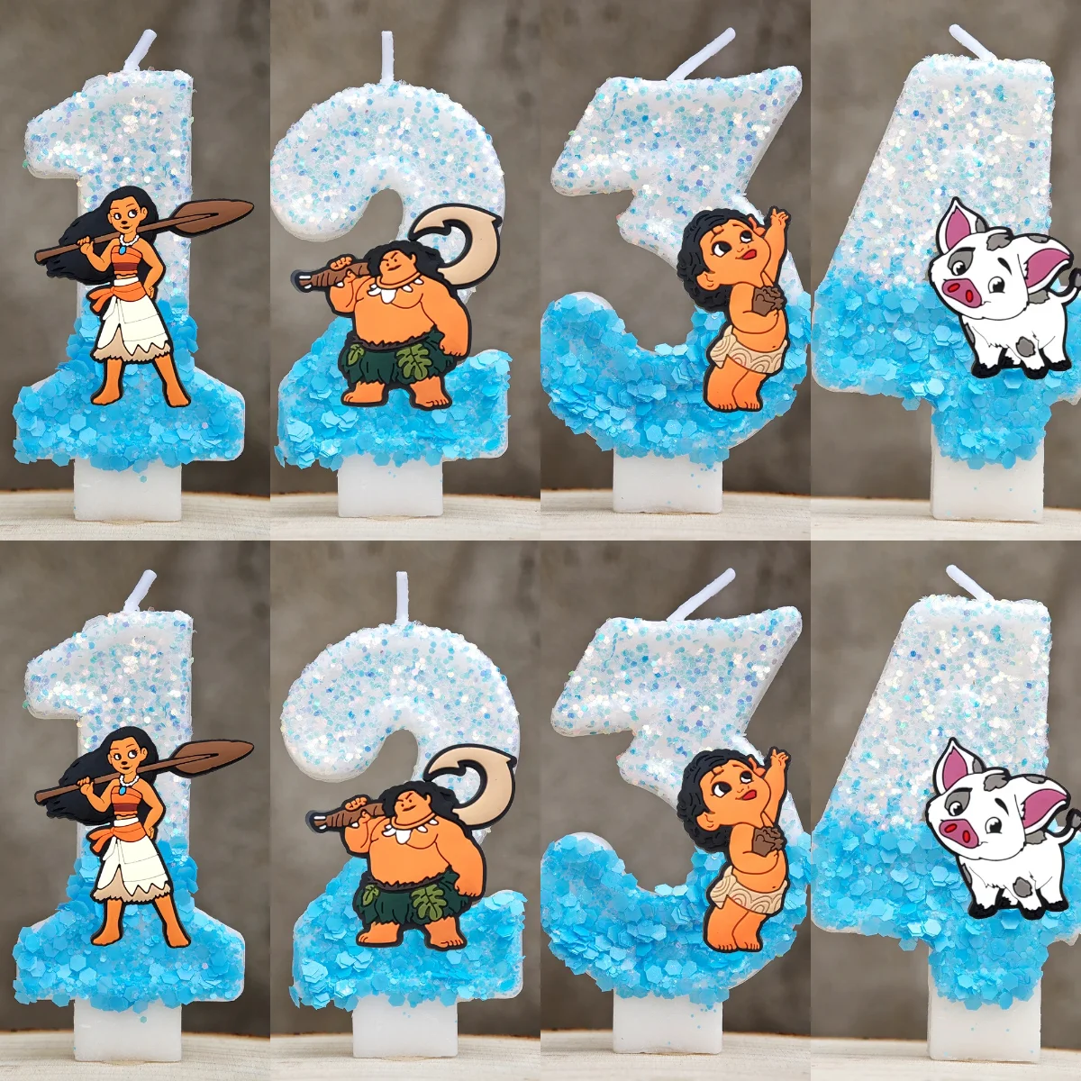 Océano aventuras Moana vela número 0-9 pastel de cumpleaños vela decoración Moana fiesta de cumpleaños pastel Topper Baby Shower decoración regalo