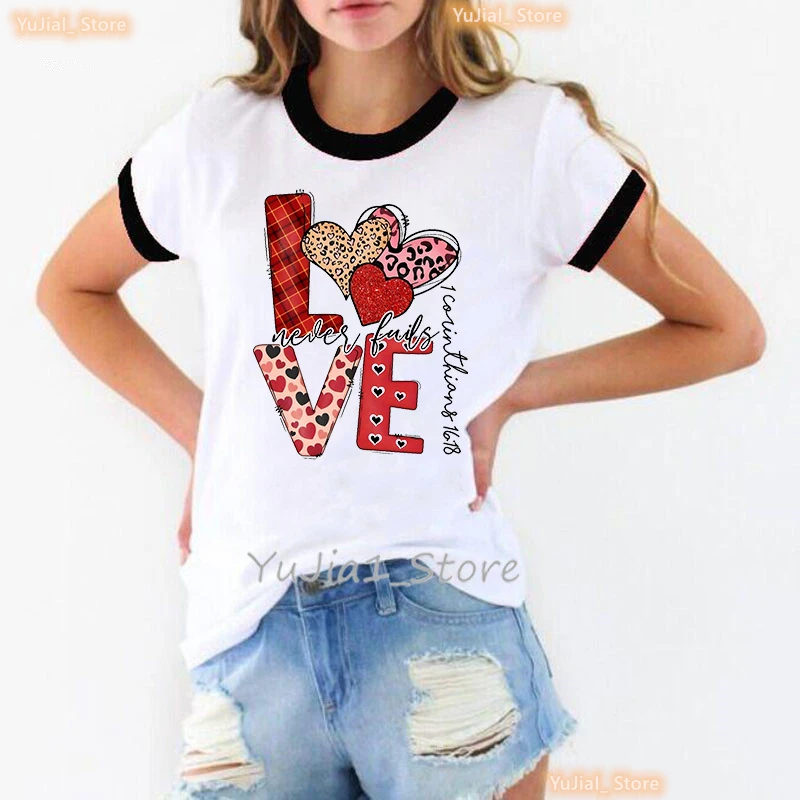 Leopard Love Never Fails Graphic Printed T Shirt Girls Summer Fashion Tops Tee Shirt Femme Harajuku Shirt White Casual T-Shirt image 3