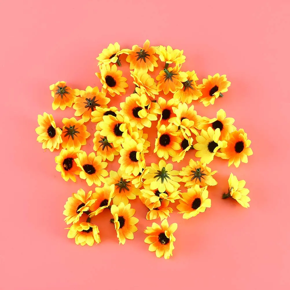 

200pcs Artificial Sunflower Heads Polyester Plastic Material Home Decor Wedding Party Centerpieces Filling