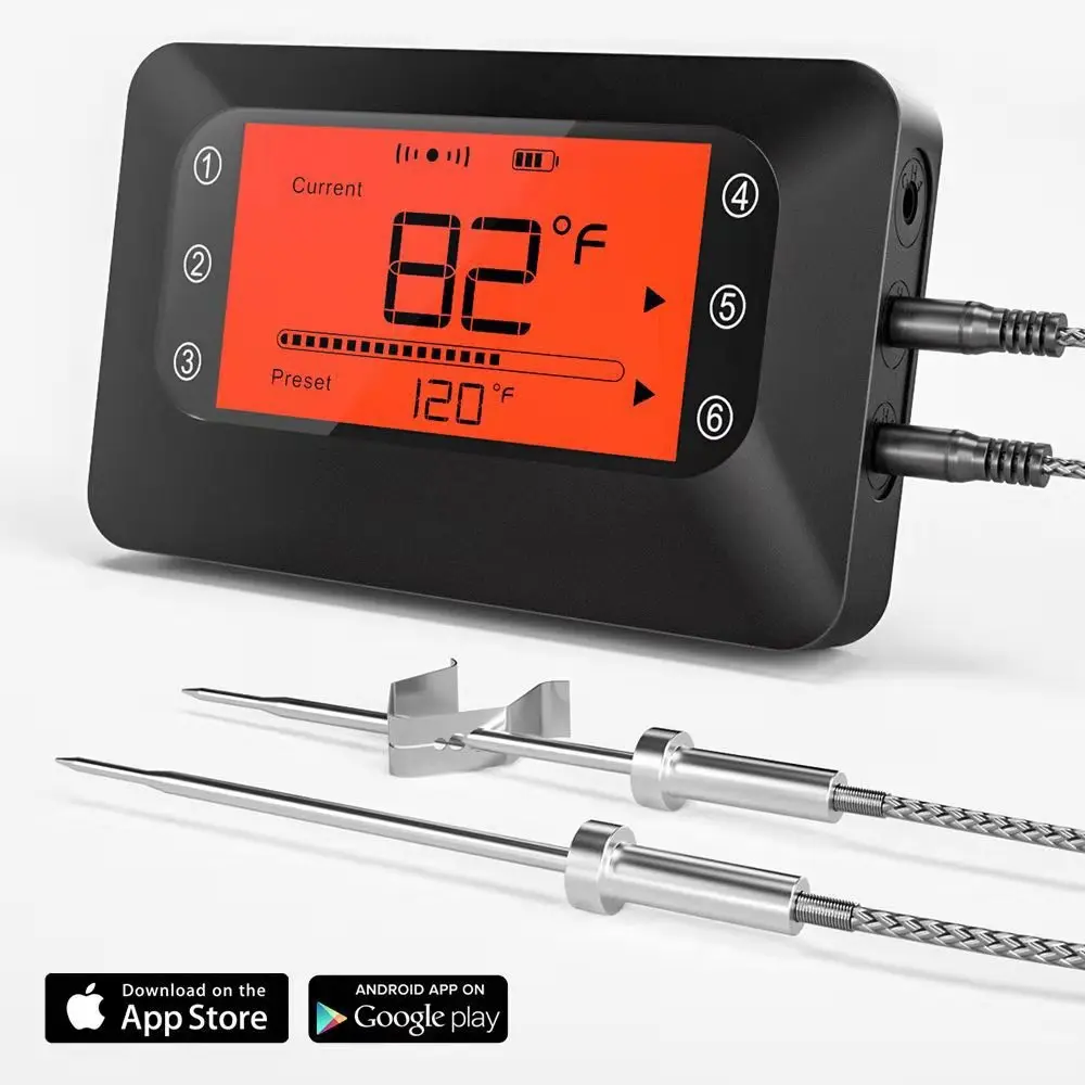 

Bluetooth Meat Thermometer Wireless Digital BBQ Kitchen Thermometer 2-4 Probes for Smoker Cooking Grill Oven Steak Backlight
