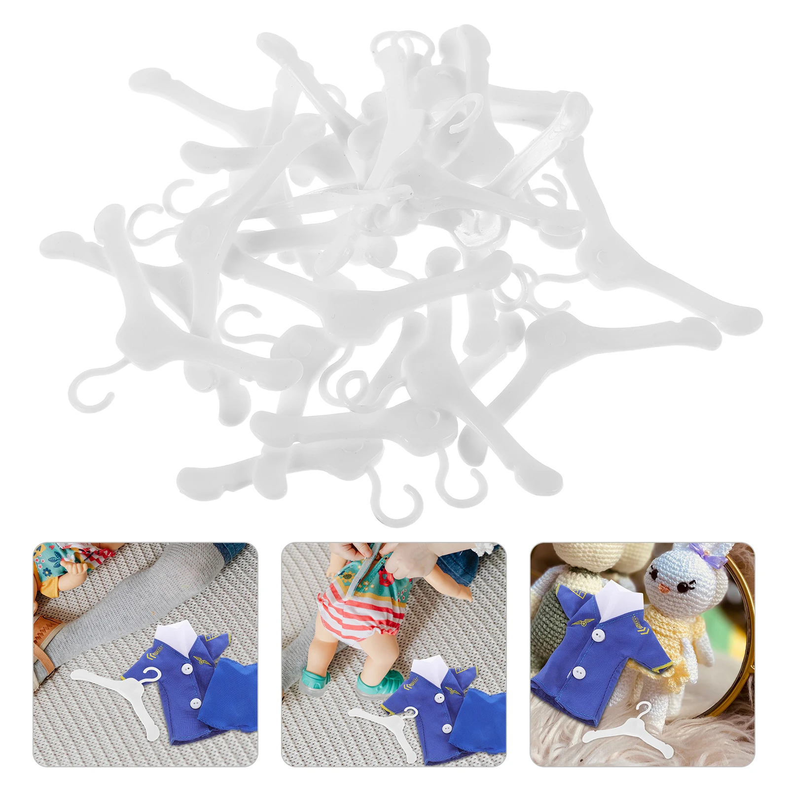 

50Pcs Miniature Dress Hangers Realistic Design Plastic Outfit Racks for Displaying Small Wardrobes Portable Lightweight Setup