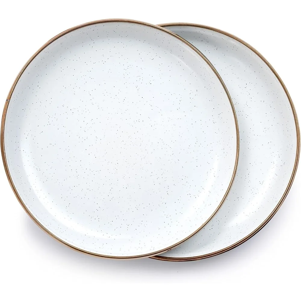 8 Inch Salad Plate - Set of 2 Salad Plates - Enamelware Plates - Durable Kitchen or Camping Plate - Eggshell