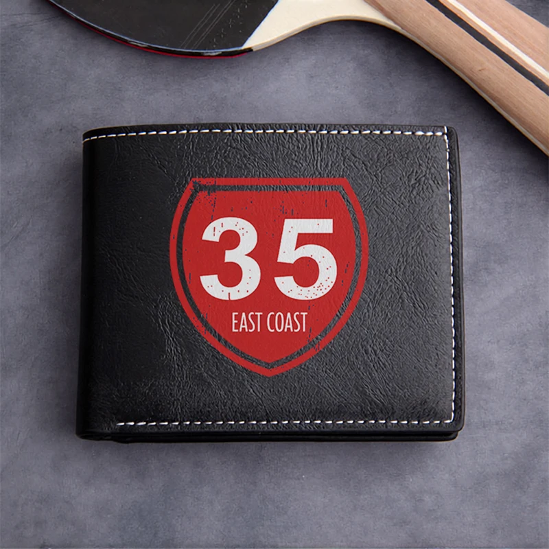 East Coast 35 Shield Logo PU Leather Wallet Men's Slim Business Design Lightweight Durable Premium Finish
