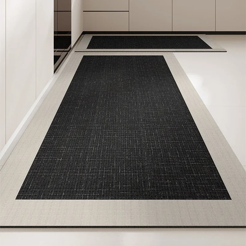 

Mat for Kitchen Waterproof Carpet Runner Rug Pvc Leather Anti-slip Floor Mats Long Carpets Black Luxury Home Decoration Rugs