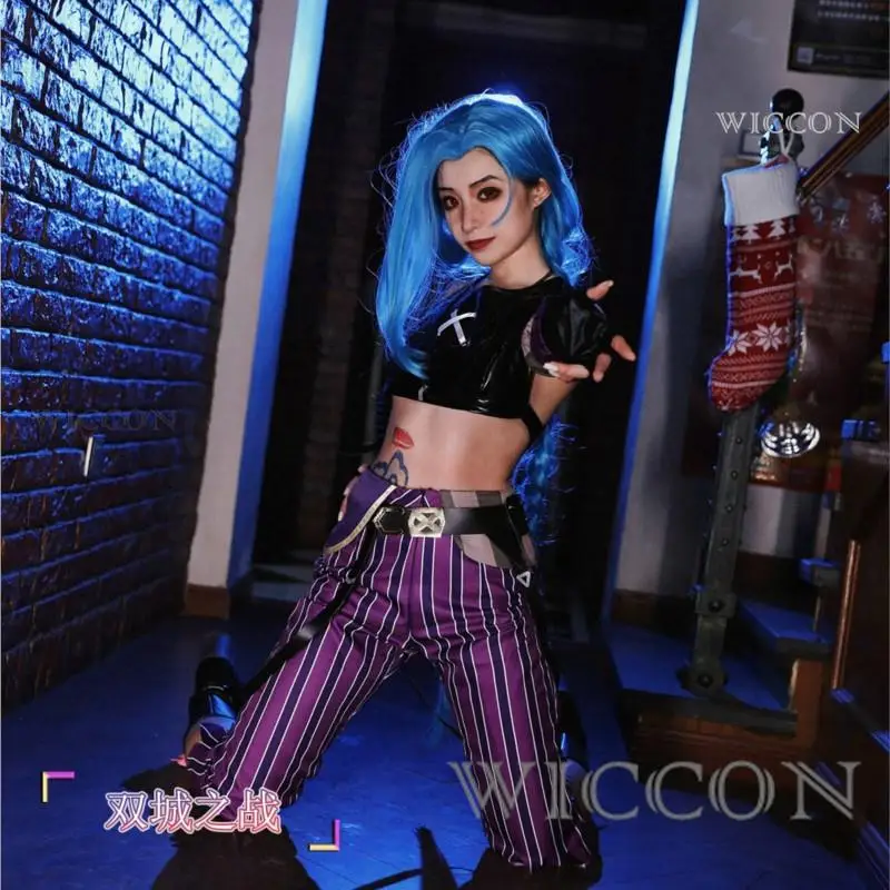 Anime Crit Loli Jinx Cosplay Arcane kostium peruka mundur seksowne stroje Halloween kostiumy karnawałowe ubrania dla kobiet dziewcząt