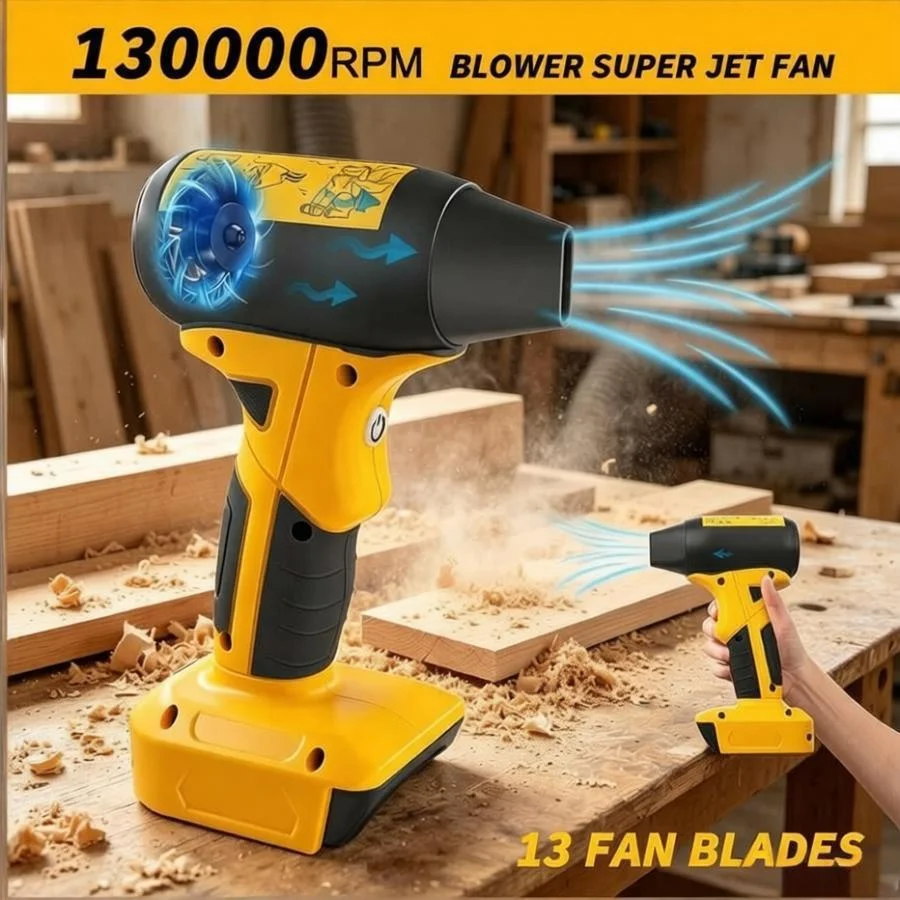 

130000RPM Brushless Jet Fan Blower Cordless Handheld 4 Speed Turbo Air Dust Cleaner Portable Power Tool for 18V 20V Battery